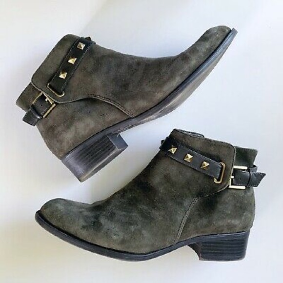 Moss Green Fierce Studded Strap Edge Ankle Bootie - Picture 5 of 8